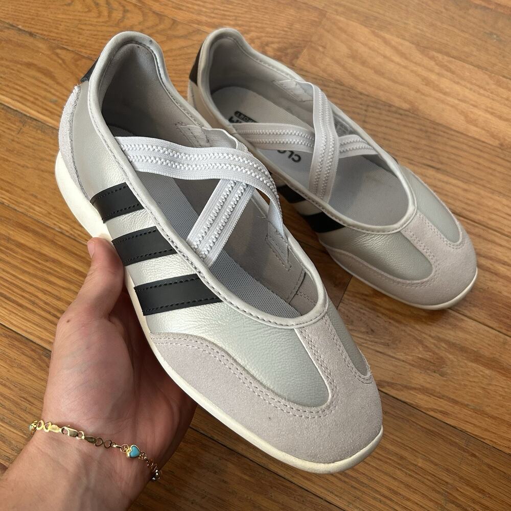 Adidas Barreda Mary Jane Silver Metallic Sneakers Shoes HP3520 Size 8.5